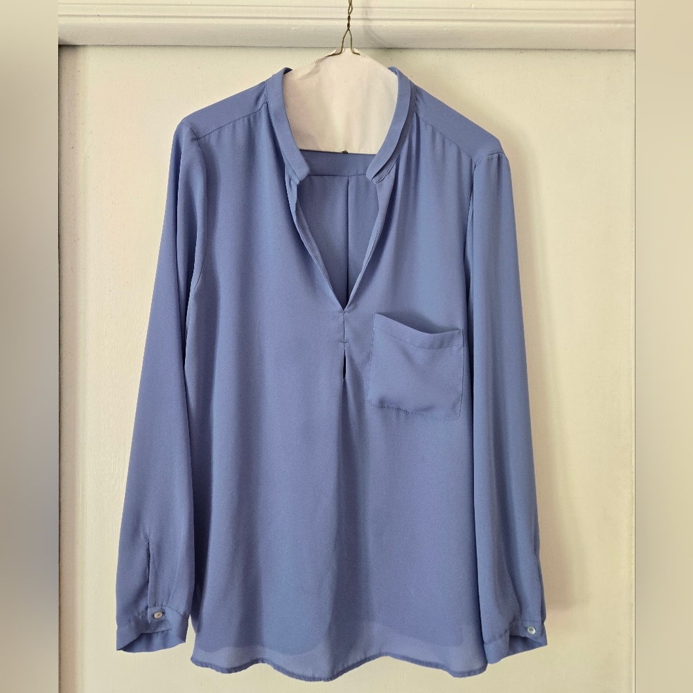 ZARA basic periwinkle blouse Sz L